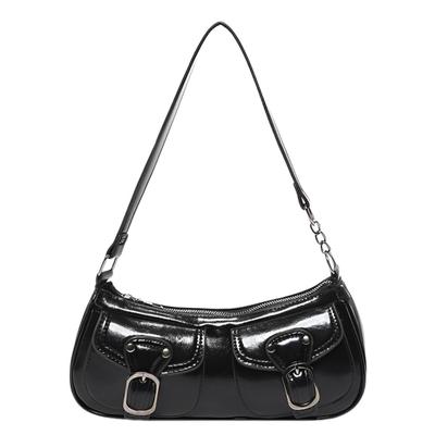 Harujio Half Moon Bag, Hobo Bag, Horizontal Bag, Shoulder Bag, Women's, Round Shoulder Bag, Small Mini Handbag, Crescent Moon, Black, White, Brown,