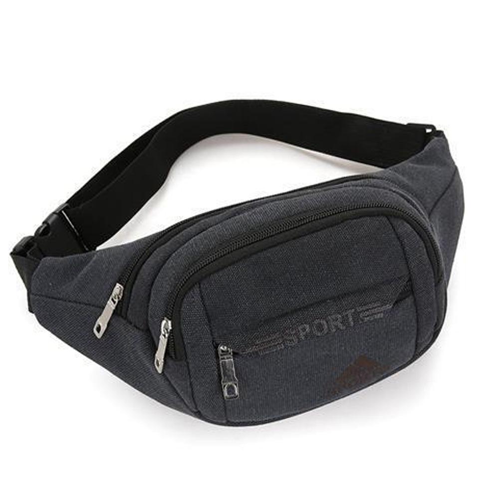 Canvas waist bag, men's chest bag, crossbody bag, outdoor sports, mountain climbing, cycling, sports function, student bag A-DH