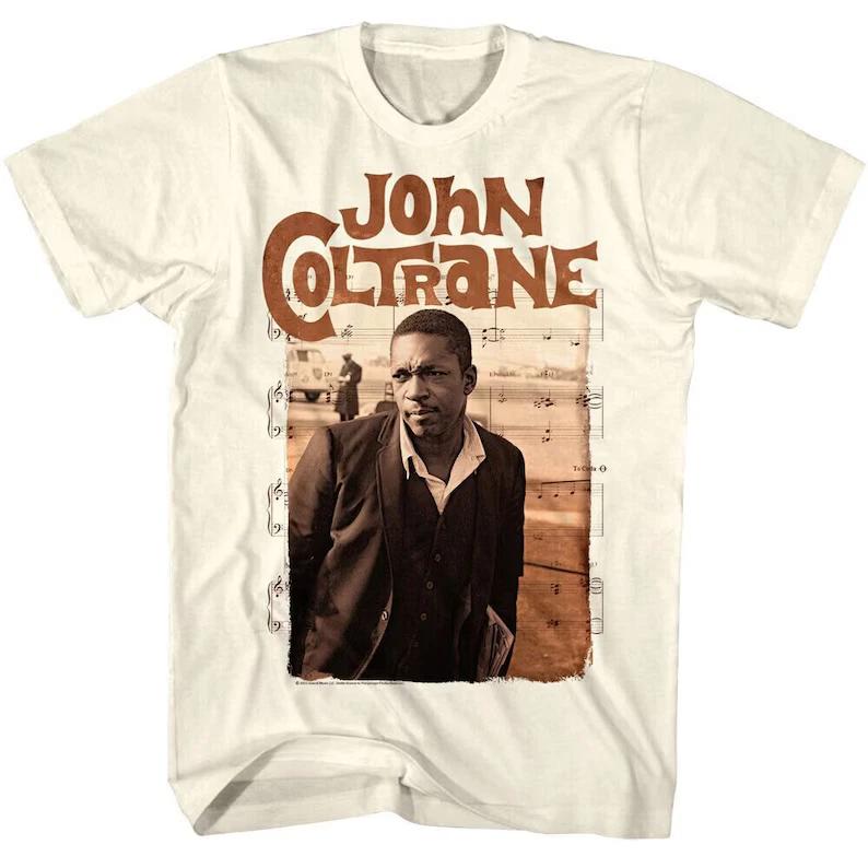 John Coltrane Men s T shirt Sheet Music Sepia Notes Tee 2XL