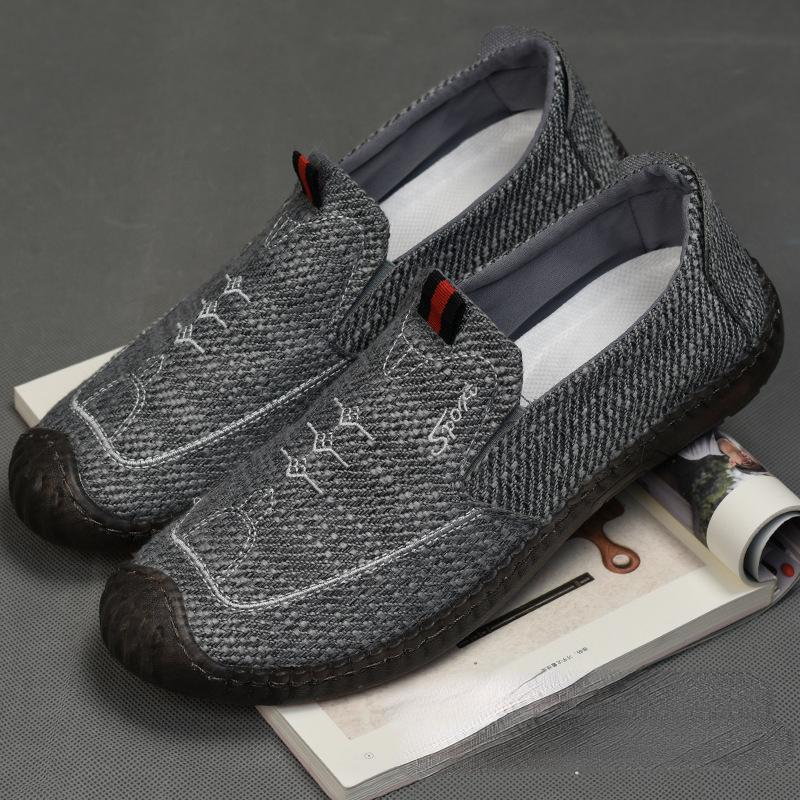 

Мужская обувь Zapatillas из льняной ткани, дышащая повседневная обувь, новинка лета 2024 года, туфли с низкой посадкой и мягкой подошвой, ленивые льняные туфли, мокасины для мужчин 39 серый