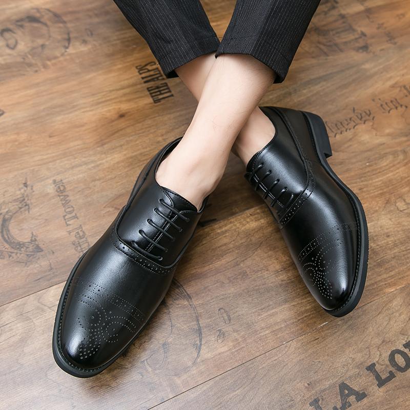 Fashion Business Fashion Dress Shoes Men Shoes Black Brown Lace Up Business Office Block Shoes Luxury Social Shoes Size 38-48 Men Shoes