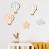 5 Pcs Hot Air Balloon Wall Decor with Star And Cloud Boho Wooden Wall Art Sign Cartoon Sheep Hot Air Balloon Nursery Wall Sculpture for Bedroom