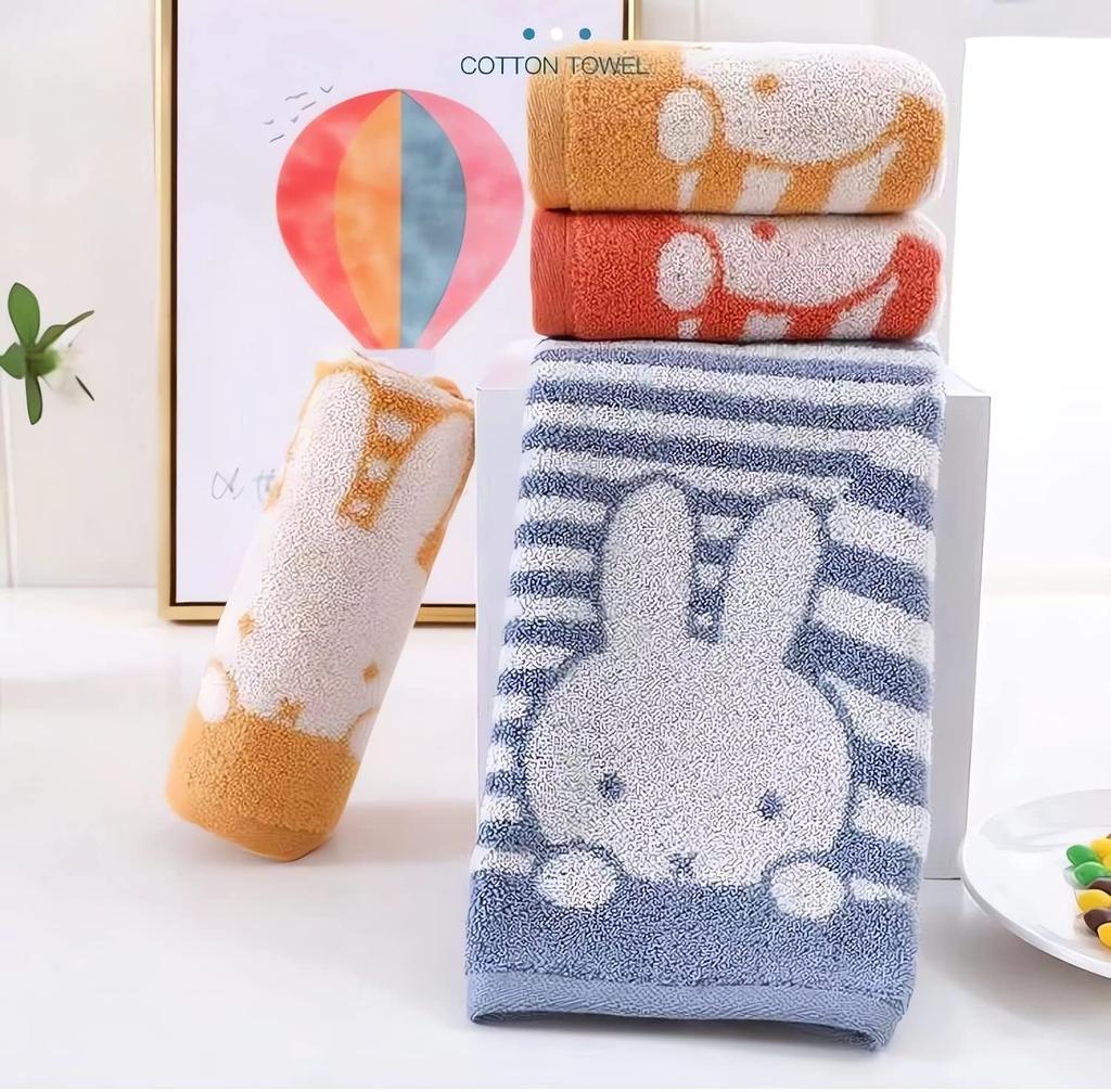 Miffy and Snoopy Face Mini Bath Hand Cute Towels Towel, Towel, Towel, Soft, Lint-Resistant, Durable, Thin, (Miffy B, 3-Piece Set)