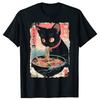 Watercolorful Cat Ramen Noodle Japanese Anime TShirt Clothing Fashion T Shirts Cotton Short Sleeve Oversized Loose Tshirt Tops