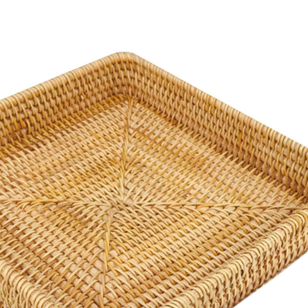 Rattan Tray Tabletop Organization Hand Woven Snack Storage Basket Multifunctional Serving Tray M