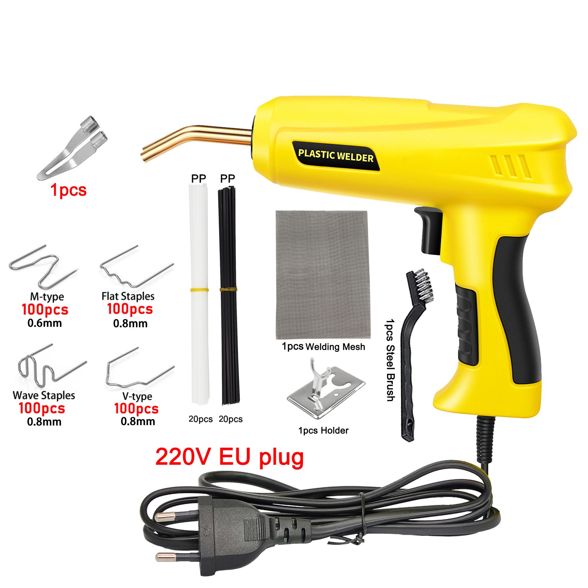 

200W 2-in-1 Plastic Welder Kit, Heavy Duty Auto Bumper & PVC Repair Welding Gun Iron Tool Set 220V