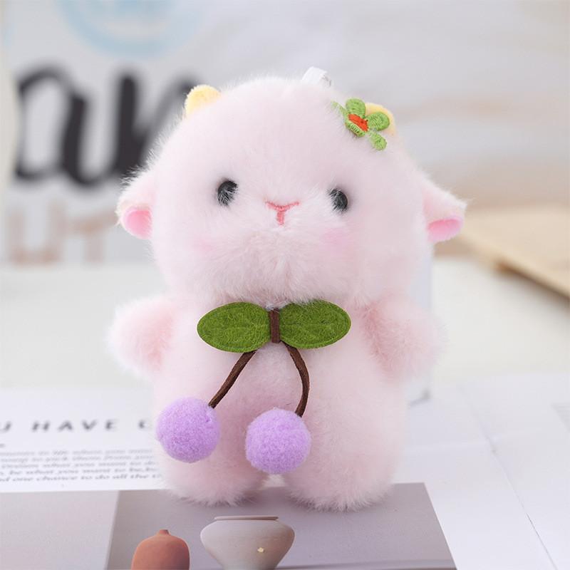 Cherry Sheep Plush Keychain With Soft Pp Cotton Filling For Gifts And Collectors