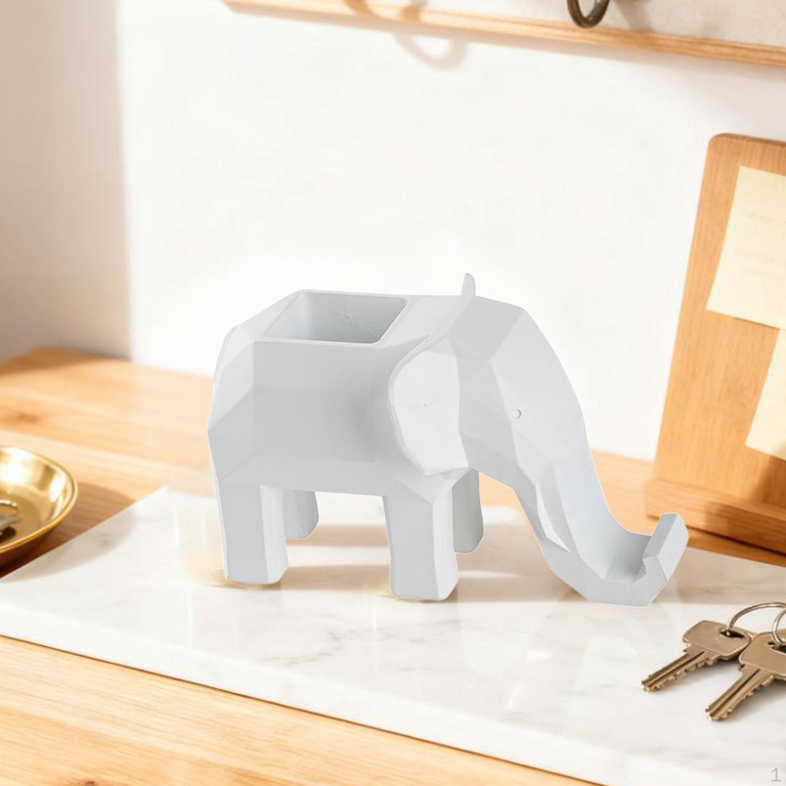 Геометрическая фигурка слона Скульптура животного Подставка для ручек Коллекция Современная декоративная статуэтка для
