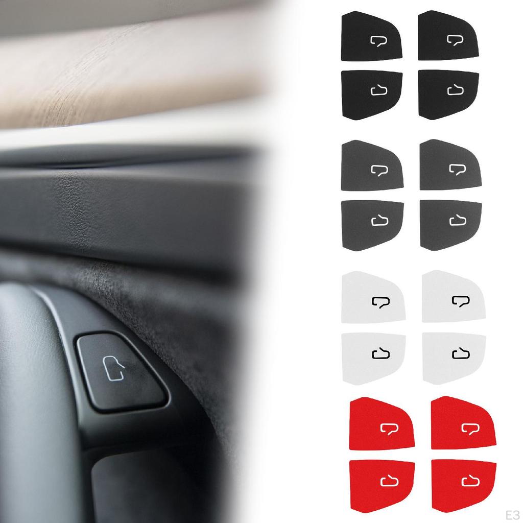 4 Pieces Car Door Switch Button Stickers Covers Interior Decoration Premium Replacement