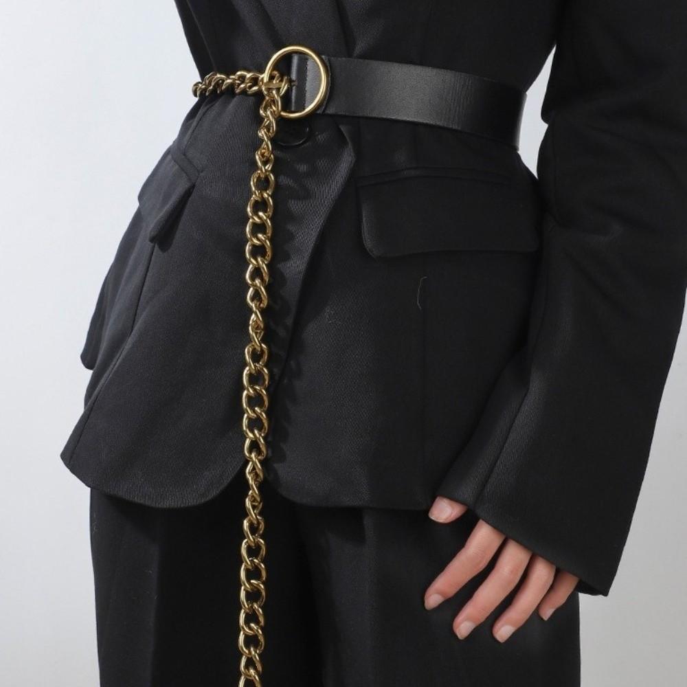 Slim Side Thin Waist Chain Adjustable Dress Chain Simple PU Leather Belt  Waist Accessories