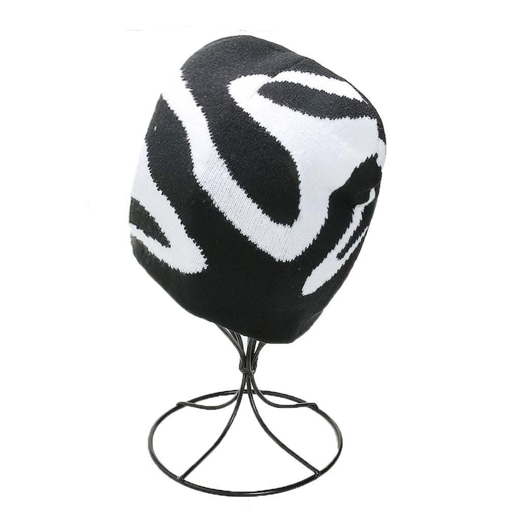 Halloween Y2K Knitted Hat Streetwear Black White Pullover Cap Jacquard Woolen Hat  Outdoor