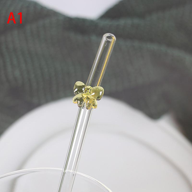 1ks 8mm skleněné brčko, opakovaně použitelná brčka Roztomilý motýl tepelně odolný brčko pro festivalovou párty Svatební koktejlový bar Pláže