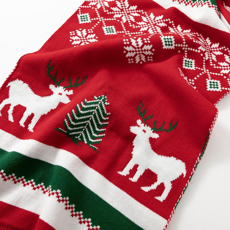 Herbst- und Winter-Weihnachtsschal, warm und vielseitig für Kinder und Erwachsene, hochwertiger europäischer und amerikanischer Stil, roter Strickschal