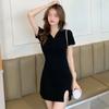 French V-neck bag arm dress women's summer 2026 new small black dress temperament slim sexy Spice Girl skirt