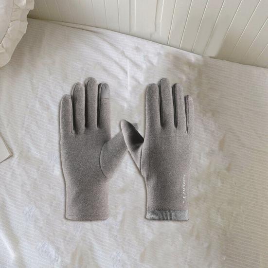 1 par varme vinterhansker Plysjfôr elastisk vindtett kaldt vær fullfinger herre berøringsskjermhansker
