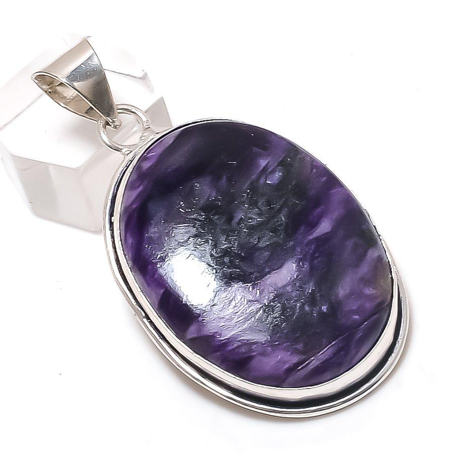 

Natural Russian Charoite Gemstone 925 Sterling Silver Jewelry Pendant 2.17 E7E11