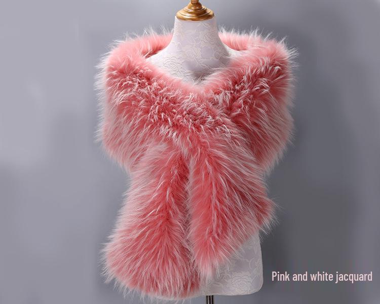Women's Faux Fox Fur Shawl Cloak: Thick Autumn/Winter Bridal Evening Scarf and Neck Warmer