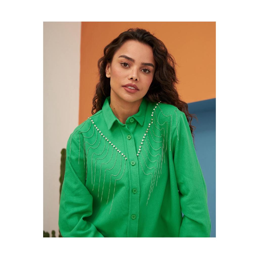 Gabardine-front-embroidered-shirt