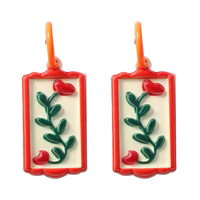 Vintage Artistic Creative Design Alloy Drop Oil Palm Tree Flower Drop Earrings For Women  Banquet Party Jewelry Gifts