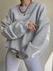 Women Casual Print Pullover Sweatshirt Stylish Loose Thick Long Sleeve Top
