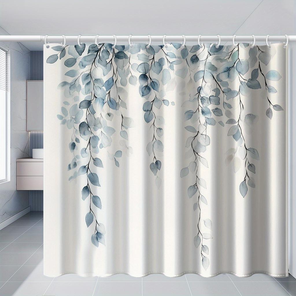 Easy Clean Shower Curtain With Hooks Mildew Resistant For Home And Commercial Use