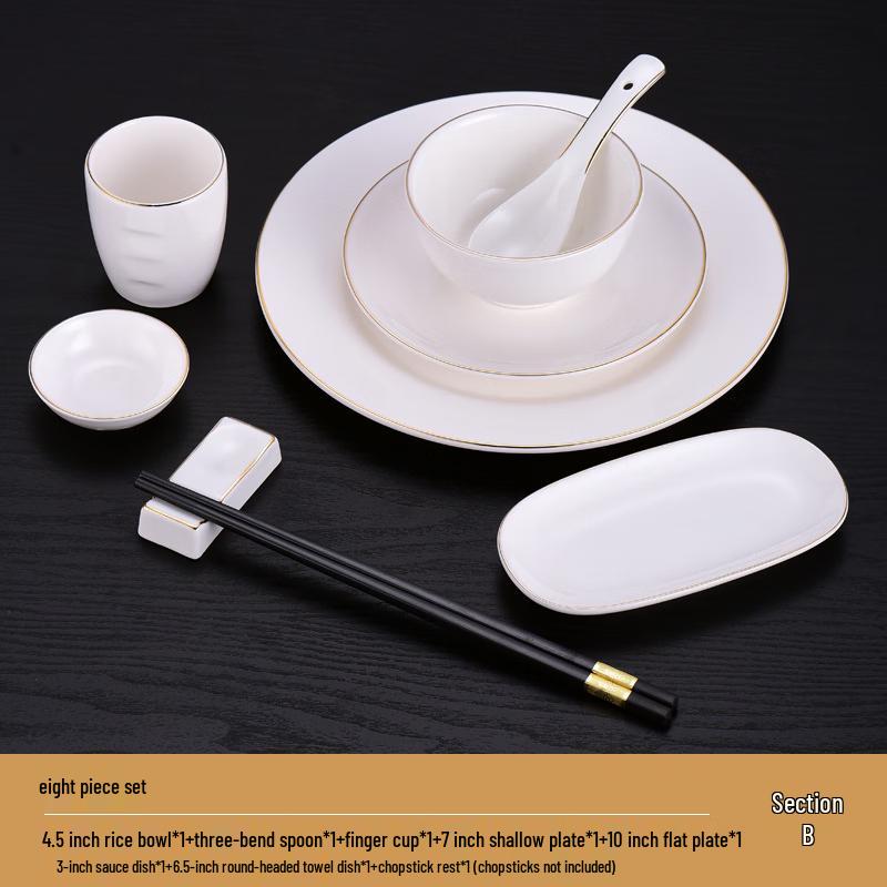 New Chinese Style Gold Rim Ceramic Dinnerware Set