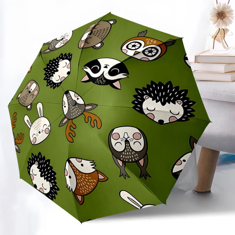

1pc Forest Creatures Automatic Folding Umbrella - 8-Rib Automatic Open/Close, Large Canopy Birthday Festival Gift yy251217159