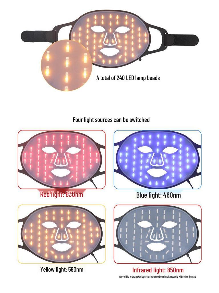 LED Silicone Facial Photorejuvenation Mask with Red and Blue Light Therapy