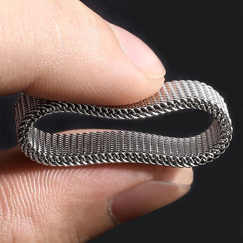 Fashion Mens Modern Stainless Steel Deformable Mesh Band Ring Mesh Band For Men and Women Casual Sports Charm  Party Gift