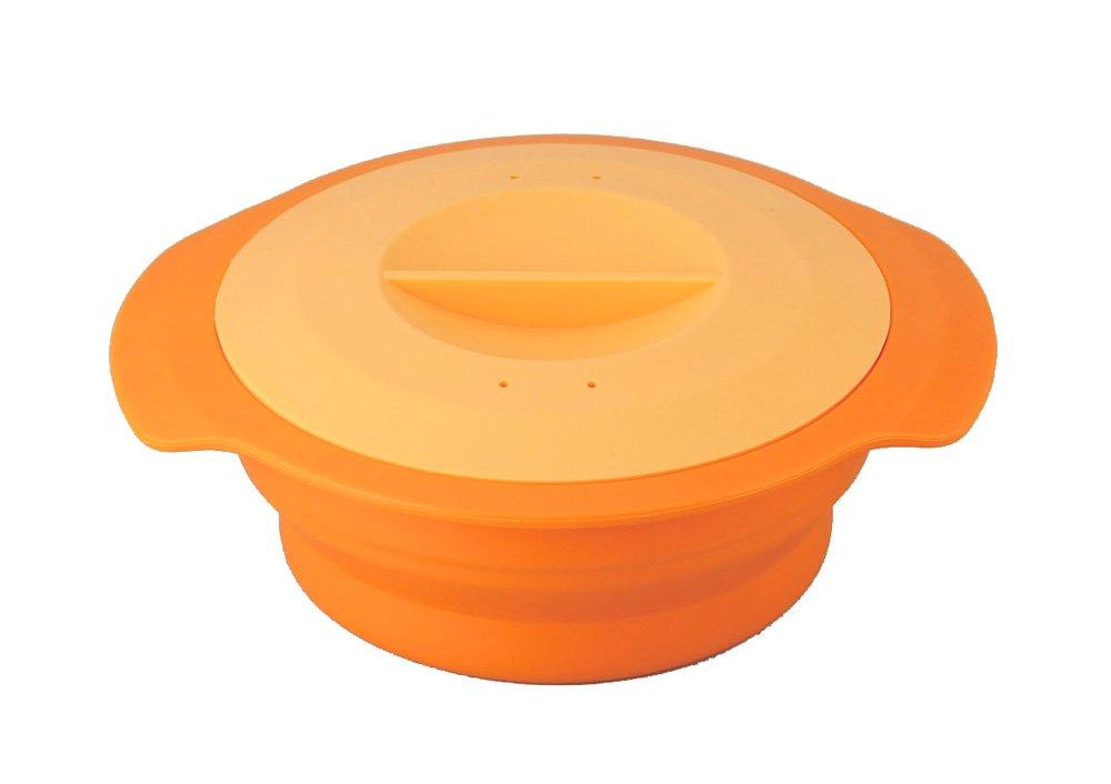 Wahei Freiz Microwave Cooker Silicone Steamer RakuCHIN! Silicone Medium, Orange, RR-5352