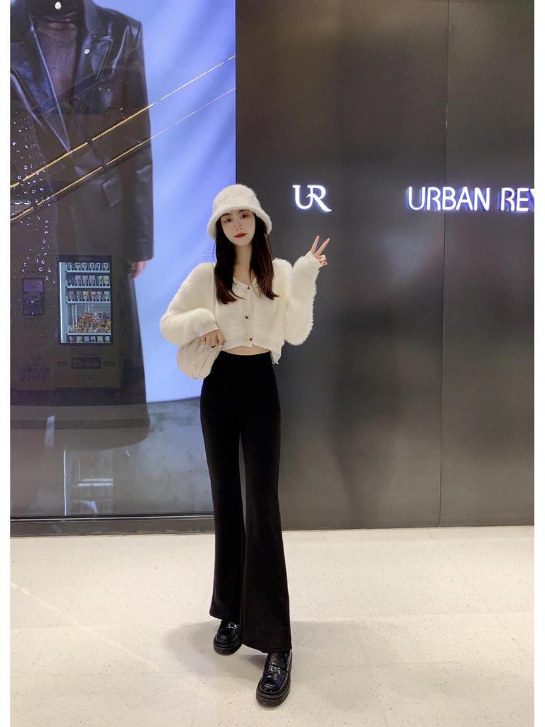 Black High Waist Bodycon Flare Leggings for Women - Spring & Autumn