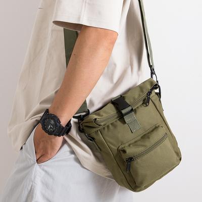 Kleine Umhängetasche aus Canvas für Herren, einfache Cargo-Wind-Handytasche, lässiger Trend, koreanische Version der kleinen quadratischen Tasche mit Umhängetasche für Damen