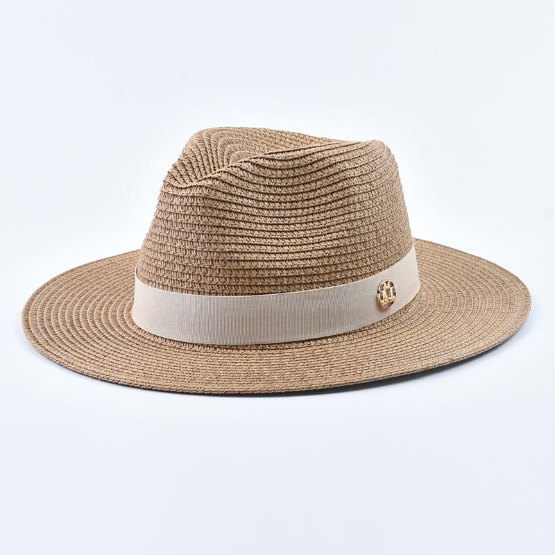 New Panama Soft Shaped Straw Hat for Women Men Summer Beach Sun Hats UV Protection Fedora Hat