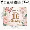 One Piece of 2D Flat Photography Background Banner - Sweet 16th Birthday Flower Theme Background Clothdjh