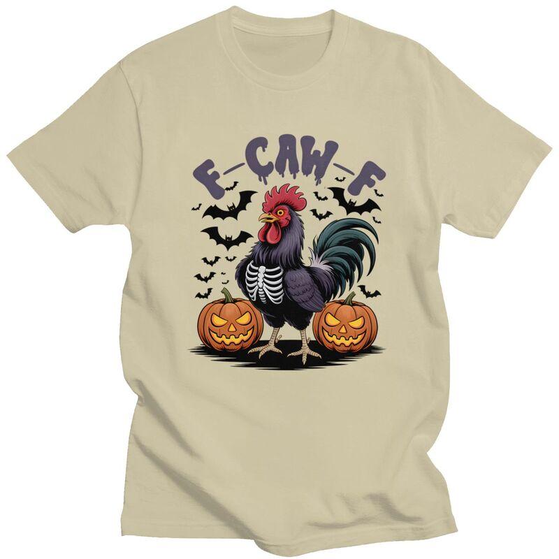 Male FCawF Humor Crow Funny Gothic Chicken T Shirts Round Neck Short Sleeve 100 Cotton TShirt Casual Streetwear Clothing