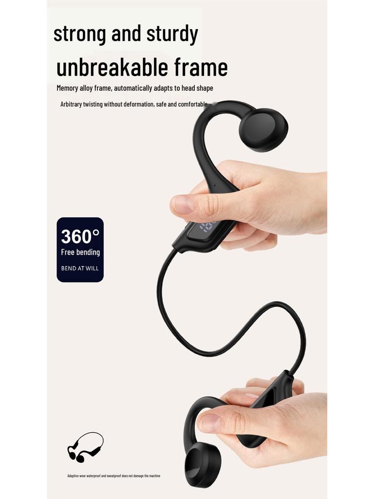 Wireless Bone Conduction Ear-hook Headphones with 3D Stereo, Noise Reduction, and Long Battery Life