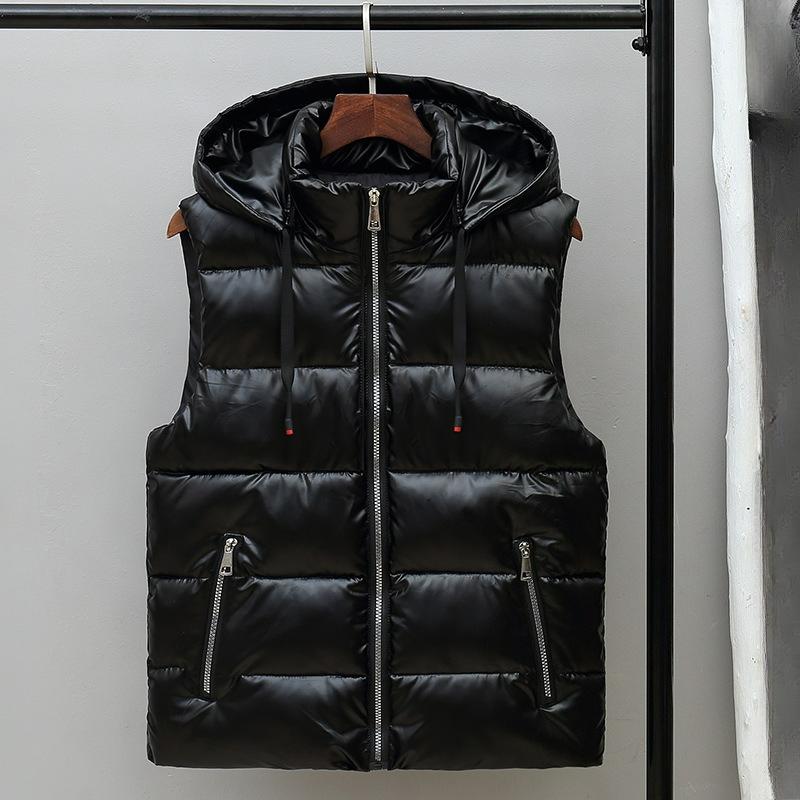 

Men s Waistcoat Autumn and Winter Glossy Jacket Thick Cotton Waistcoat Warm Vest Outer Wear Couple Waistcoat XXXXXL чорний