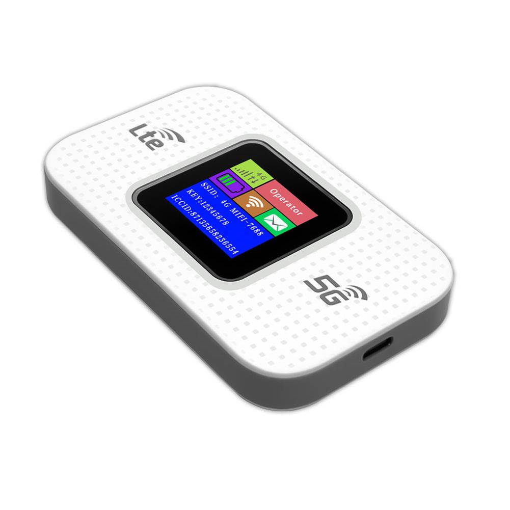 4G LTE Wireless WiFi Router 150Mbps Hotspot with SIM Card Slot (White LCD)