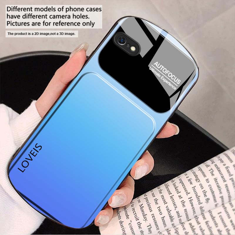 Połączenie fioletowo-niebieskie Dla iPhone 17 16 15 14 13 Plus 12 mini 11 Pro Max XR Xs Max X 7 8 6S 22 20 Eliptyczne szklane etui na telefon