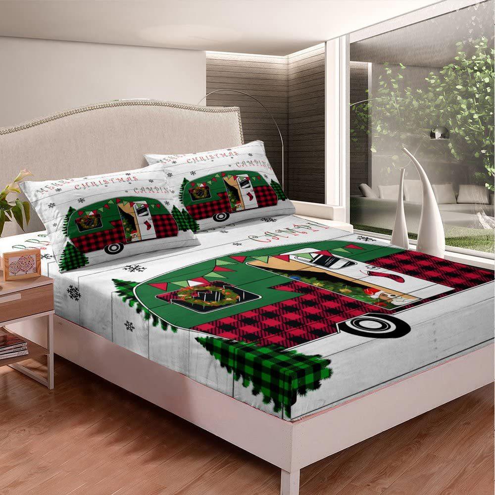 Christmas-Themed Pattern Mattress Three-Piece Digital Printing Mattress Bedding Set Adult Children