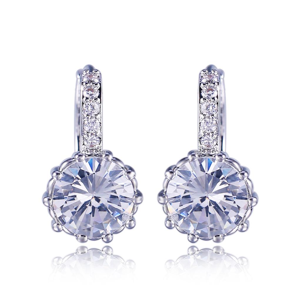 Temperament Versatile Simple Wind Zircon Earrings Women'S 11-Color Optional Ear Buckle Earrings