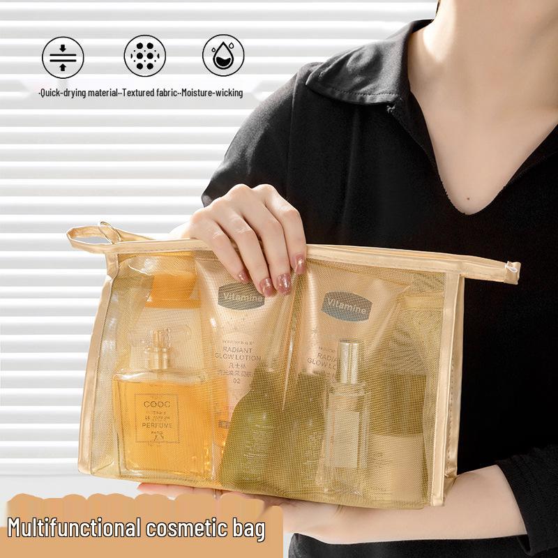 Portable Multi-Functional Mesh Makeup Bag for Lipstick and Cosmetics Storage