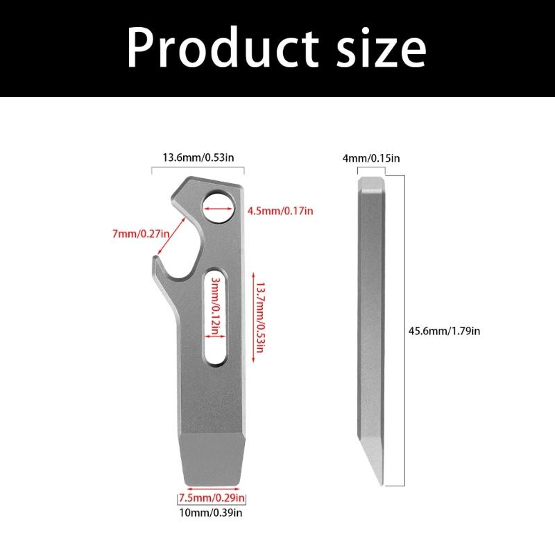 Small Metal Pry Tool for Pocket Carry, Flat Pry End Utility Piece with Open Slot and Bottle Opener for Repair Use, Travel Use and Package Opening