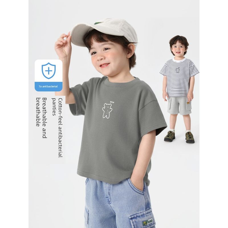 Boys' Simple Casual Short-Sleeved T-Shirt Men's Summer Clothing 25 Years New Summer Style Kidsren's Clothing Baby Tops Half-Sleeved