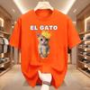 El Gato Is Calling Meme Sad Crying Cat Munchkin Kitty Meme T Shirt Fashion Short Sleeves Oversized T-shirt