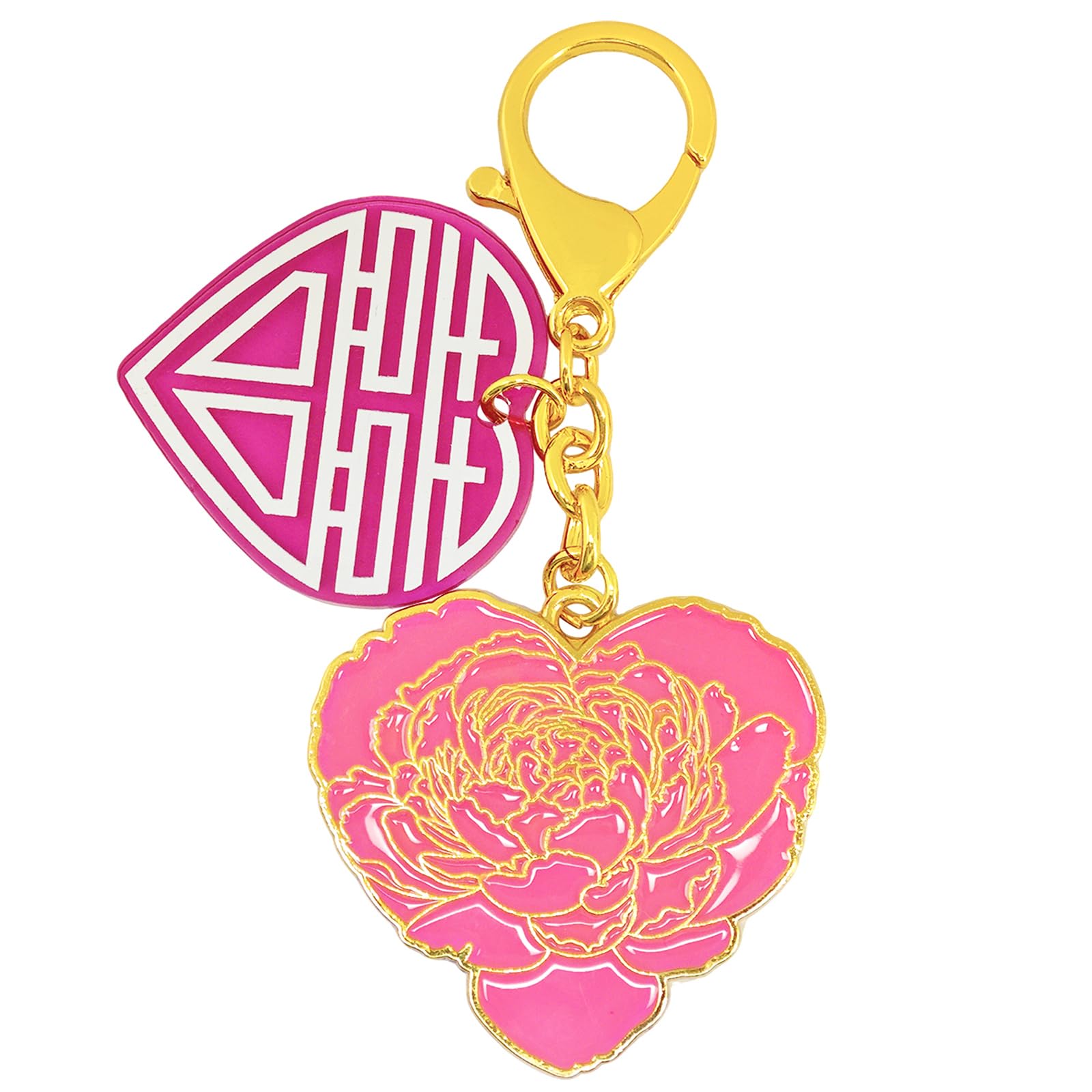 

[YISHUI] Double Happiness Love Key Keychain, Peony and Heart Design, Love Amulet, Marriage Luck Improver, Lovers, Couples, Bonding, Chinese Style,