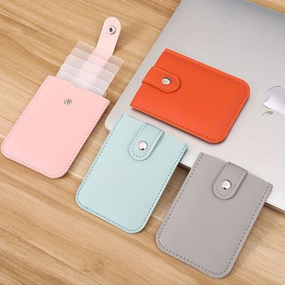 Pull-Out Card Holder Portable Bag Multi-Slot ID and Bank Cards Synthetic Leather Quality Card Case