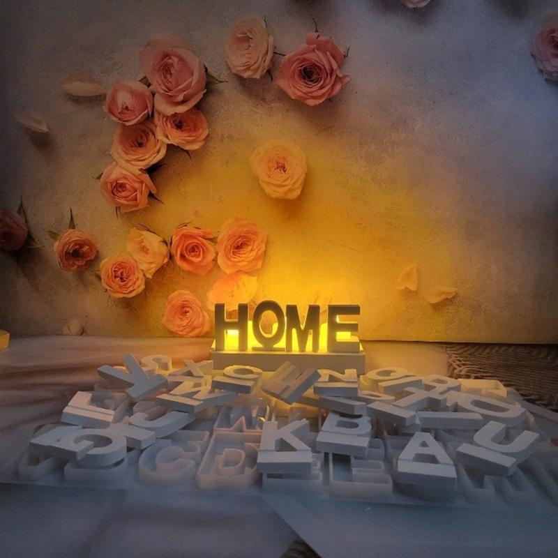 Candle Holder Mold English Letter Candlestick Silicone Mold with 2/3 Holes Base for Making Tealight Candle Holder DIYs