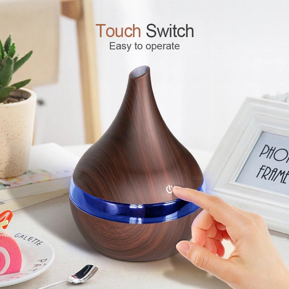 

300ml USB Electric Aroma Air diffuser Wood Air Humidifier Essential oil Aromatherapy Cool Mist Maker for Home Office світло-коричневого кольору