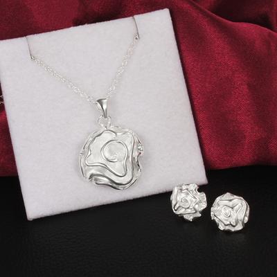 Fashion   Copper Jewelry Set Earrings Stud Necklaces for Women Fine Rose Flower Pendant Wedding Party Christmas Gifts